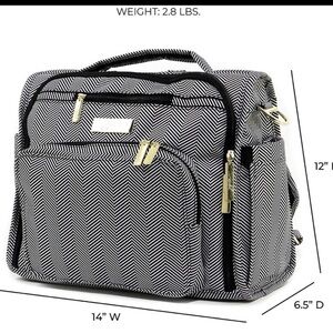 Jujube BFF Diaper Bag Queen of The Nile Black White Chevron Travel Bag